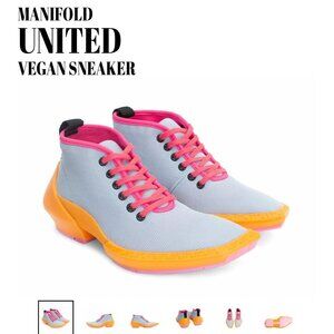 NEW NWT Fluevog Manifold Lace Up Blue Orange 7 6.5 / 5 4.5 Cool Sneakers Vegan